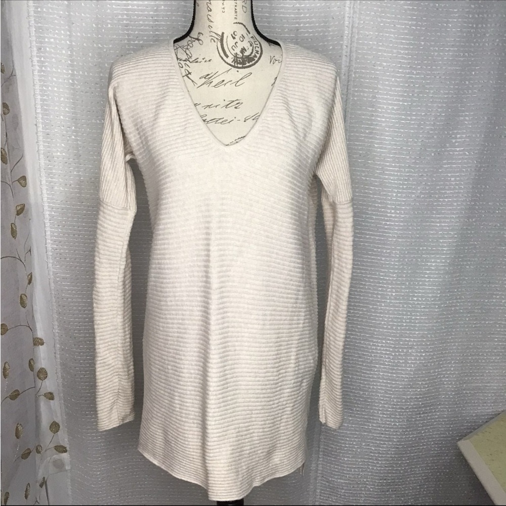 Project V Neck Ribbed Pullover Cotton Sweater